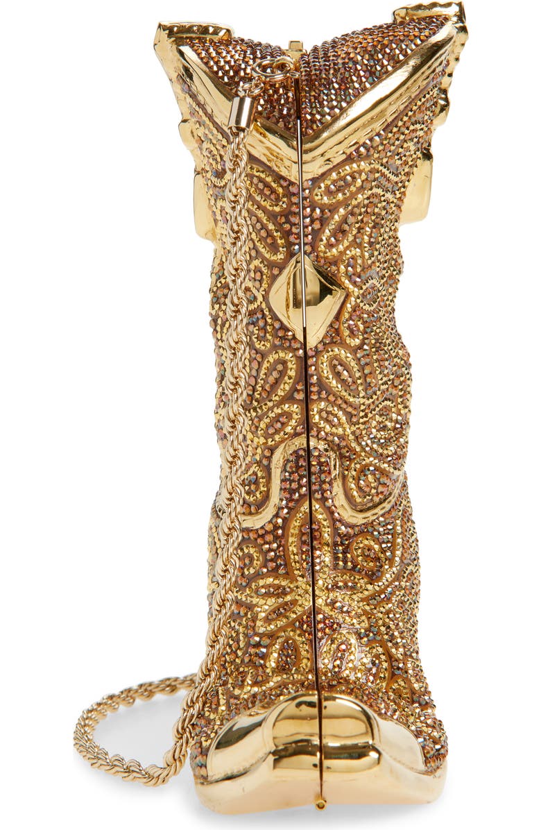 JUDITH LEIBER COUTURE Cowboy Boot Crystal Embellished Clutch, Alternate, color, Champagne Brown Mult