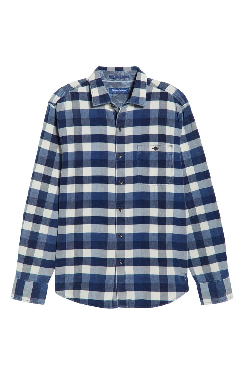 Tommy Bahama Coastline Cord Mojave Blues Buffalo Check Cotton Corduroy Button-Up Shirt, Alternate, color, Carbon Navy