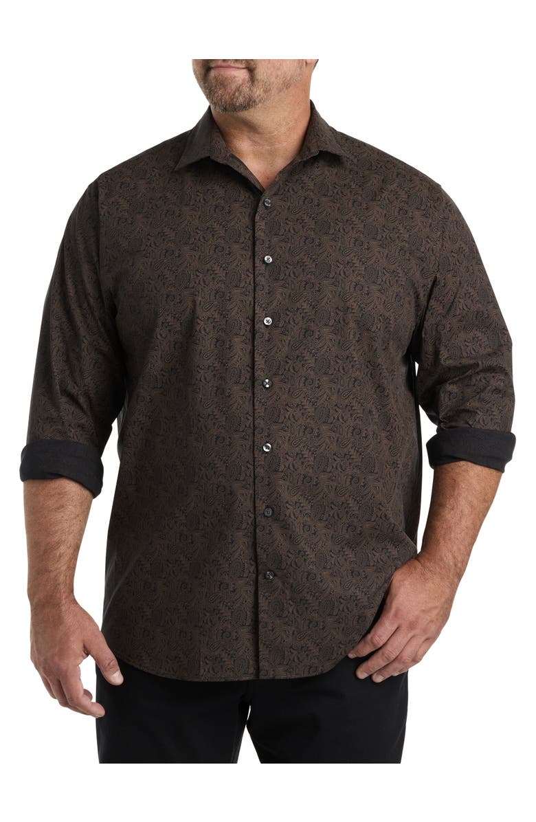 Synrgy by DXL Big & Tall Paisley Print Sport Shirt, Main, color, 