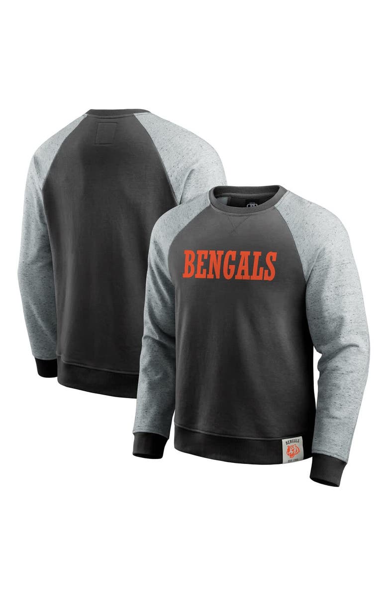 Darius Rucker Collection by Fanatics Men's Darius Rucker Collection by Fanatics Black/Heather Gray Cincinnati Bengals Colorblock Pullover Sweatshirt, Main, color, 