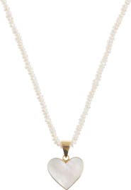 Freya Rose Seed Pearl Necklace with Mother of Pearl Heart Pendant