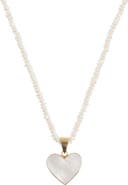Freya Rose Seed Pearl Necklace with Mother of Pearl Heart Pendant