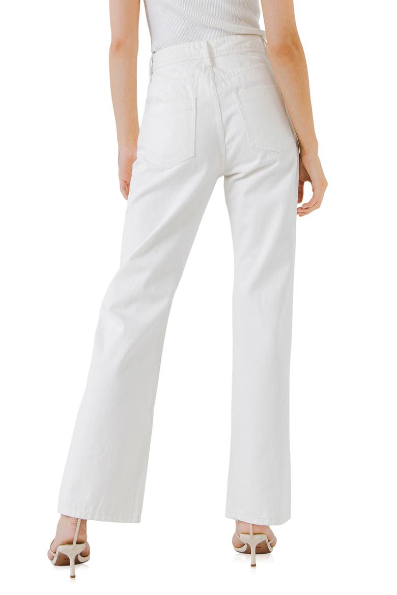 Destroyed Straight Leg Jeans, Alternate, color, WHITE