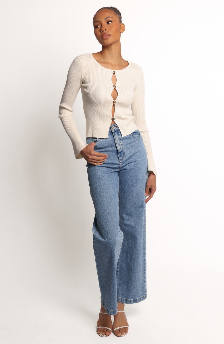 Petal & Pup Rosienna Ribbed Button Front Sweater, Alternate, color, Cream