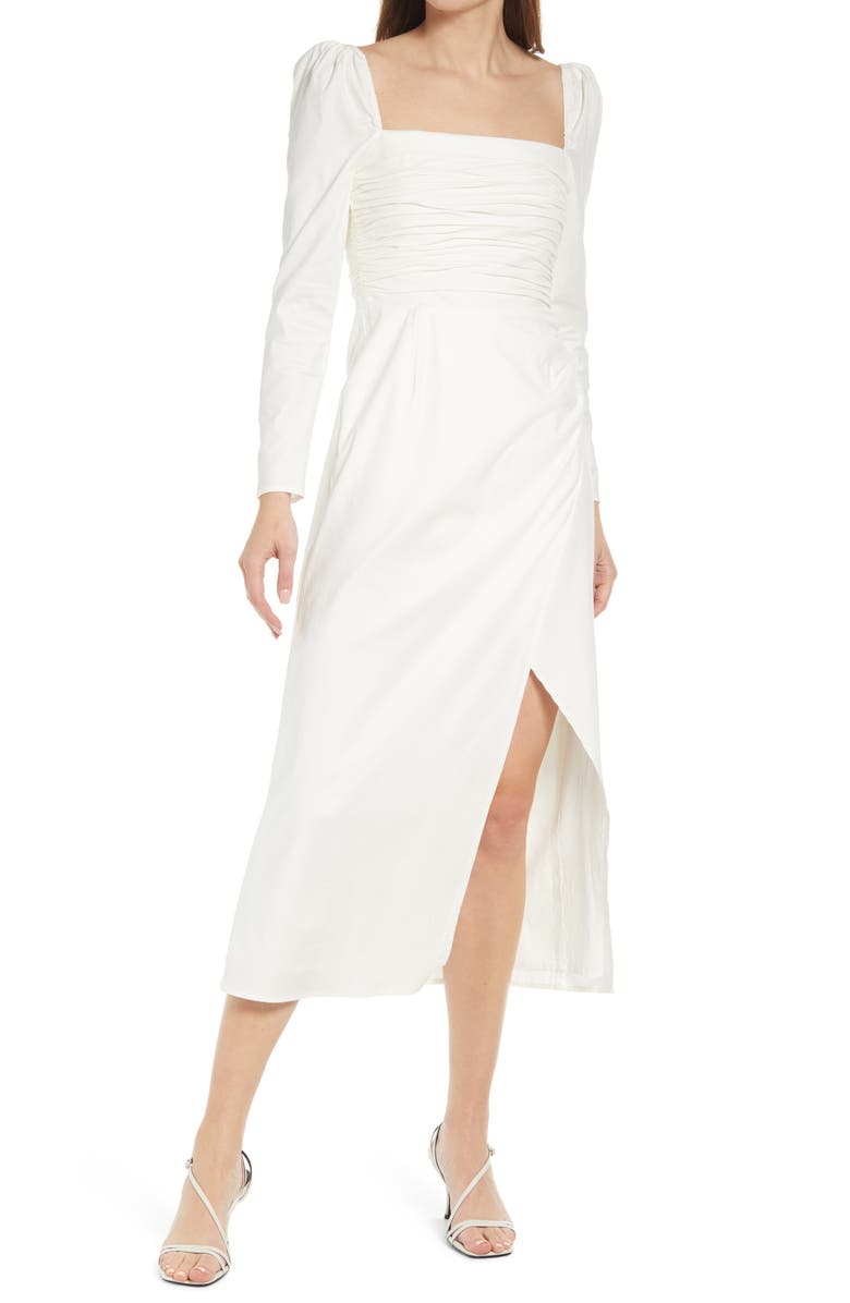 Reformation Isaac Square Neck Long Sleeve Organic Stretch Cotton Dress, Alternate, color, 