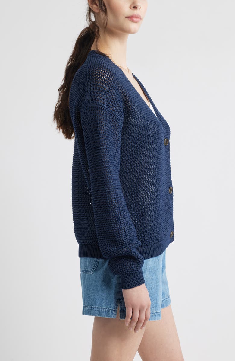 Caslon<sup>®</sup> Open Stitch Cotton Cardigan, Alternate, color, Navy Blazer
