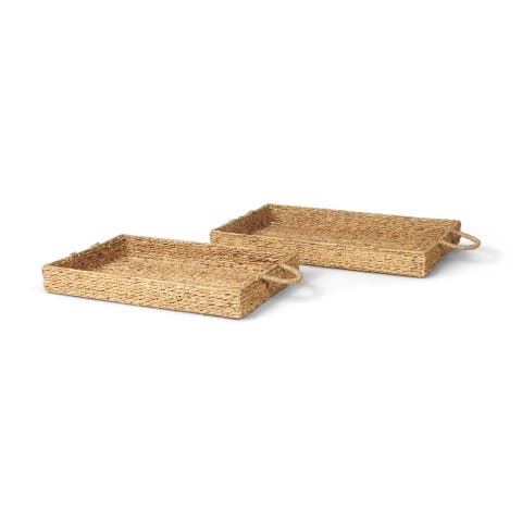 Hona Set of 2 Rectangular Nesting Water Hyacinth Trays