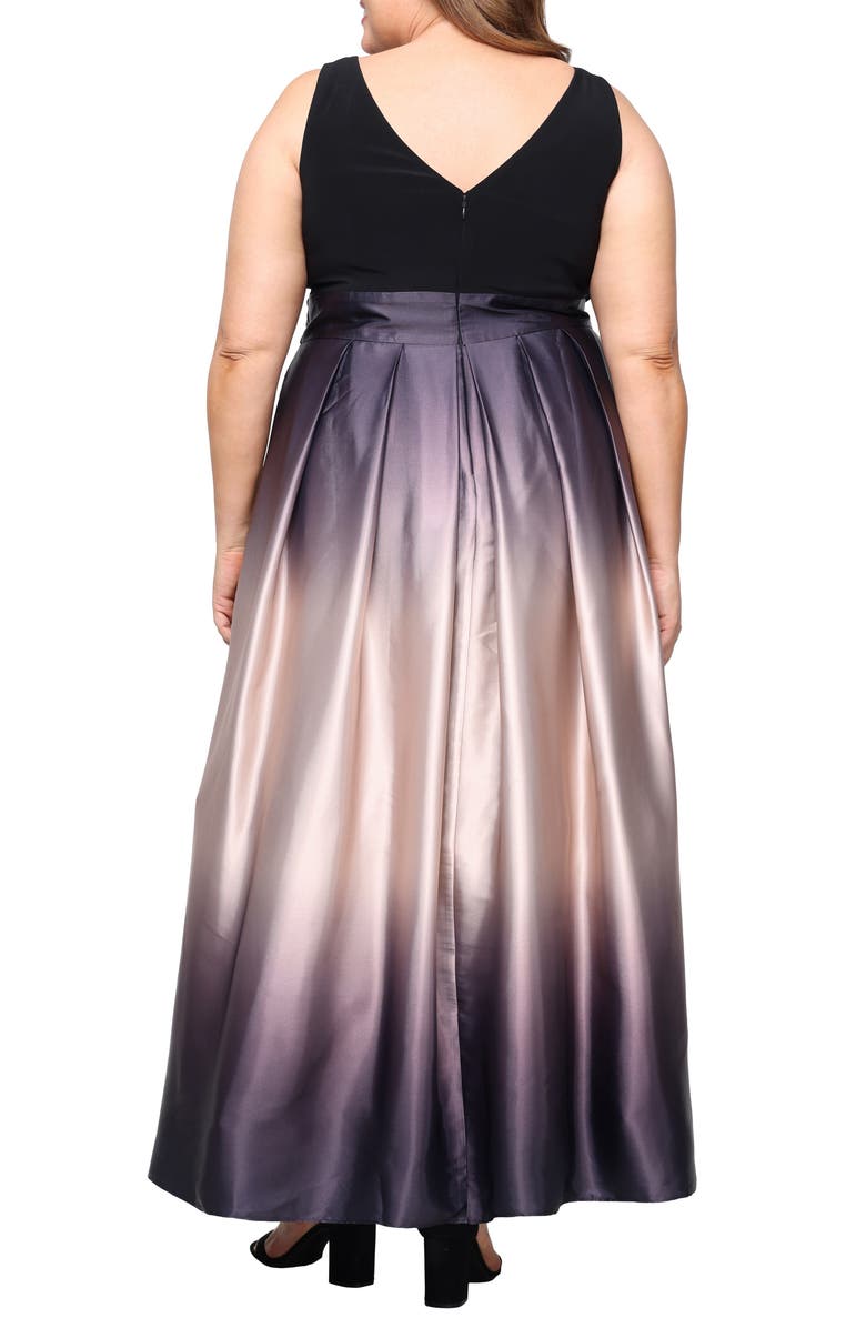 SL FASHIONS Ombrè Satin Gown, Alternate, color, Black/ Champagne