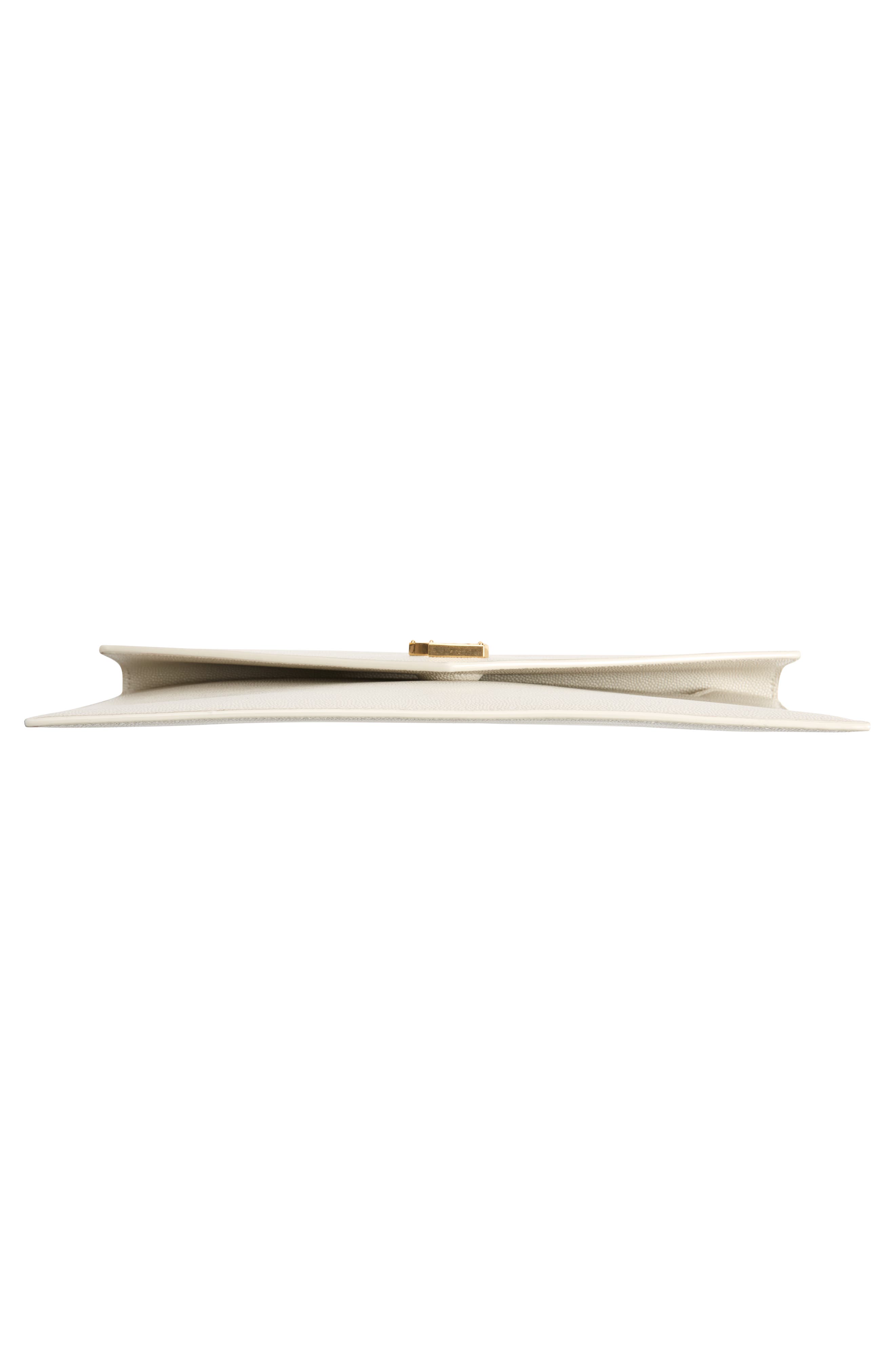 Saint Laurent Uptown Calfskin Leather Envelope Clutch, Alternate, color, 9207 Crema Soft