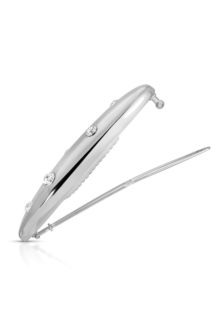 Crustal Stud Oblong Hair Barrette, Alternate, color, SILVER