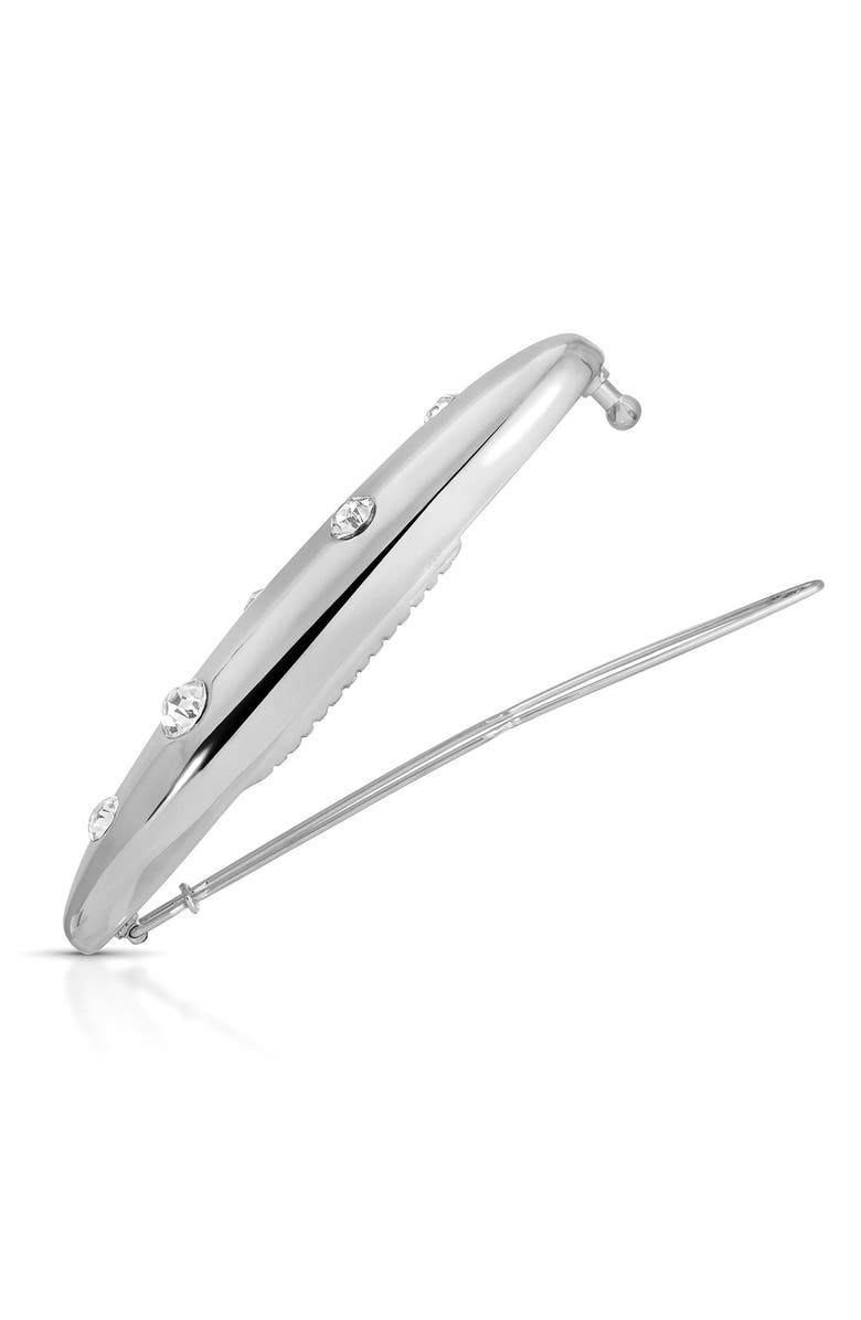 Ettika Crustal Stud Oblong Hair Barrette, Alternate, color, Silver