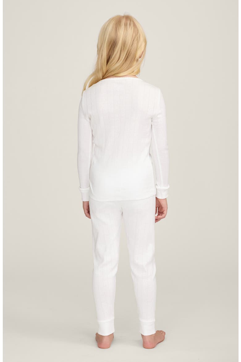 Pointelle Fitted Two-Piece Pajama Set, Alternate, color, WHITE