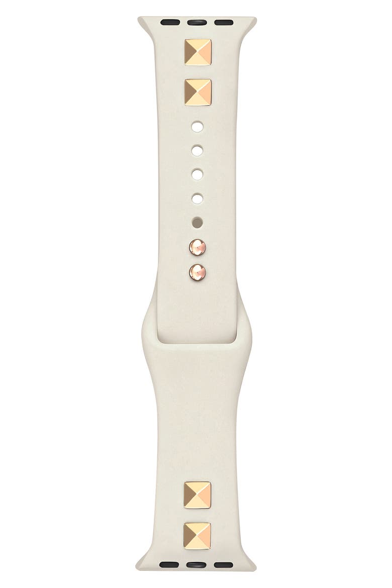 Studded Silicone Watch Band, Main, color, CREAM