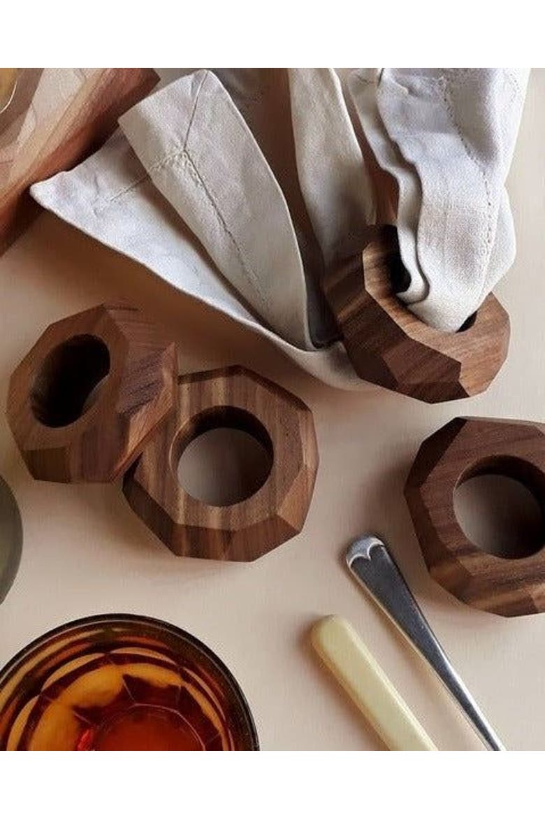 Dor+Kie Kiaat Wood Napkin Ring, Alternate, color, Kiaat