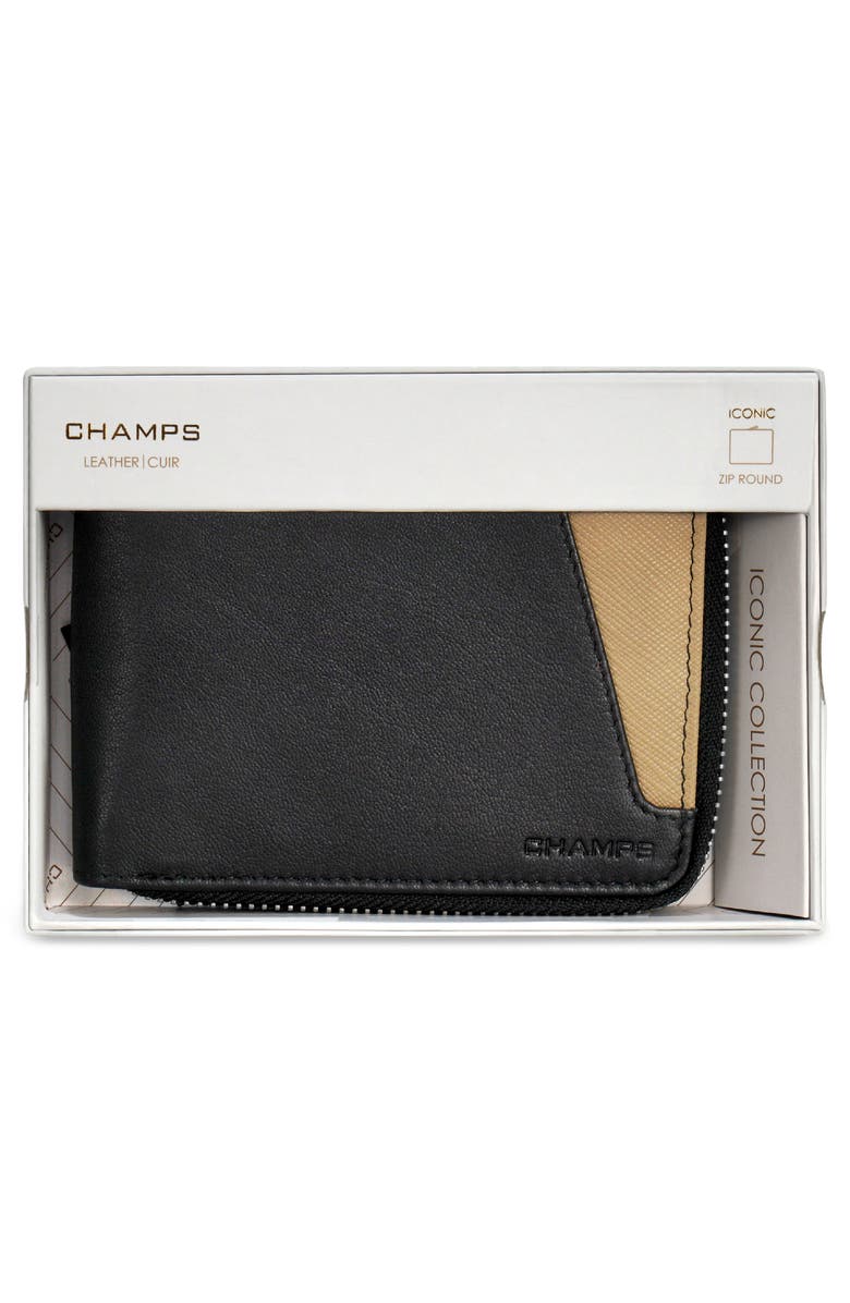 CHAMPS Iconic Zip Around Bifold Wallet, Alternate, color, Black/ Ivory