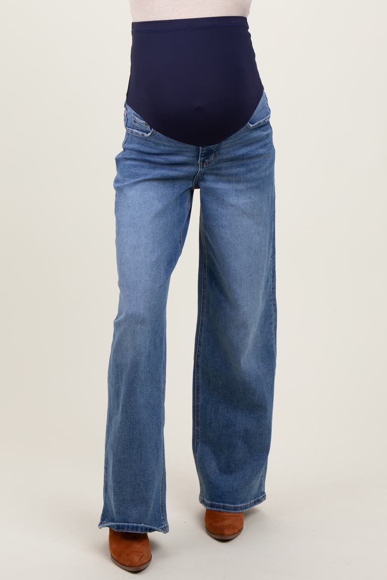 Washed Wide Leg Maternity Jeans, Alternate, color, Blue