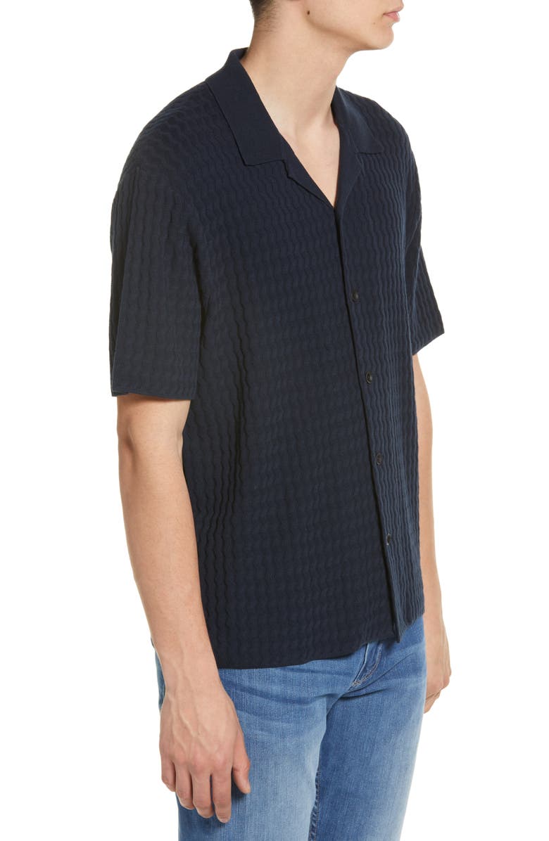 rag & bone Men's Avery Engineered Knit Organic Cotton Button-Up Shirt, Alternate, color, Sal