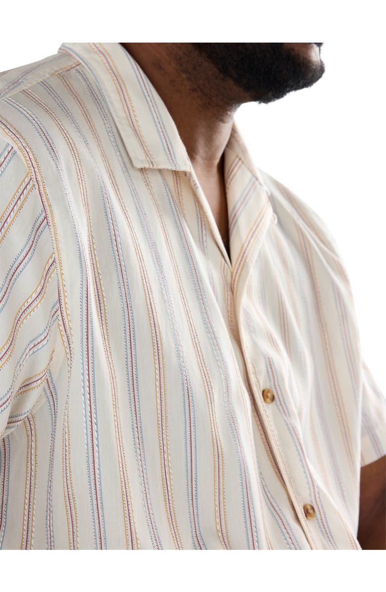 Nautica Big & Tall Striped Camp Shirt, Alternate, color, Sail White