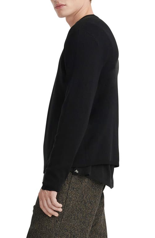 Rag & Bone Harvey Crewneck Cotton Blend Sweater In Black
