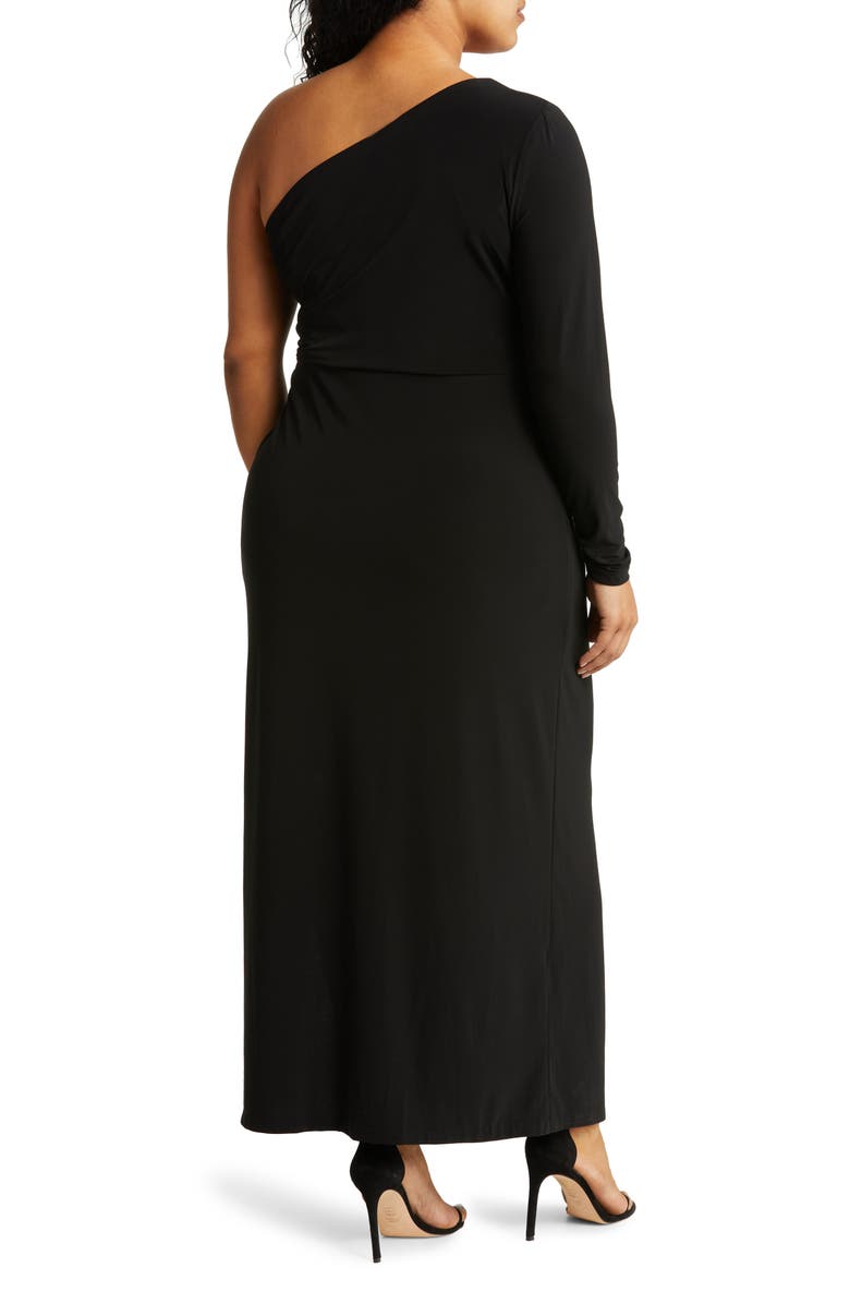 Nightway One-Shoulder Long Sleeve Gown, Alternate, color, 