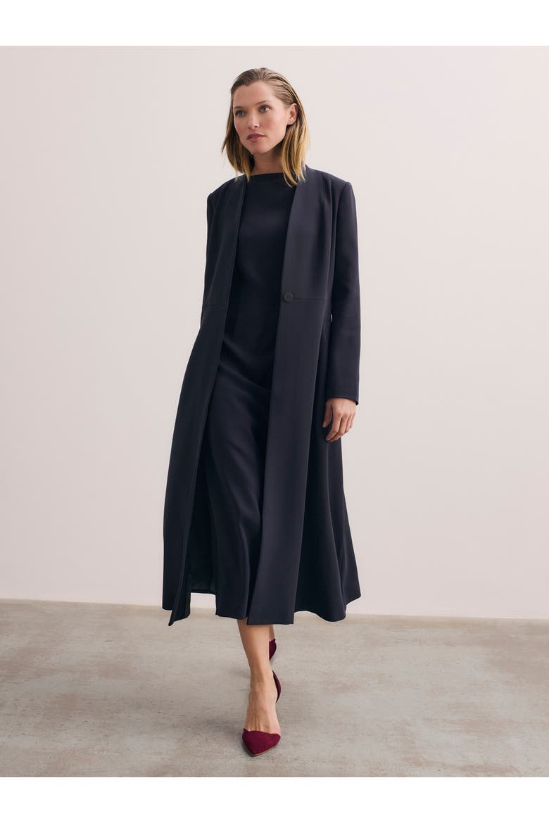 Finchley Crepe Coat, Alternate, color, Navy