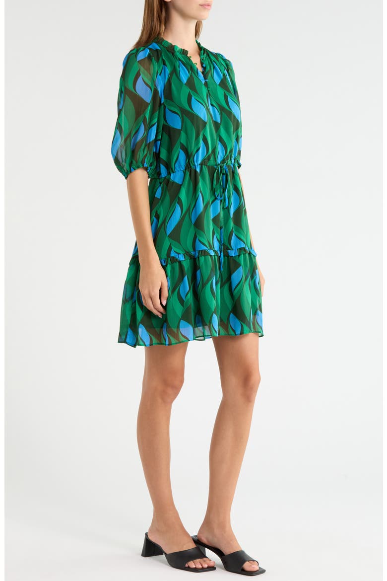 Mare Abstract Print Tiered Minidress, Alternate, color, EMERALD BLUE