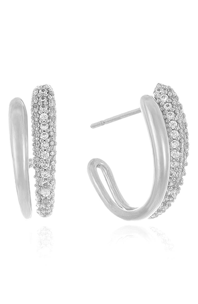 Ettika Pavè Hoop Earrings, Main, color, Silver