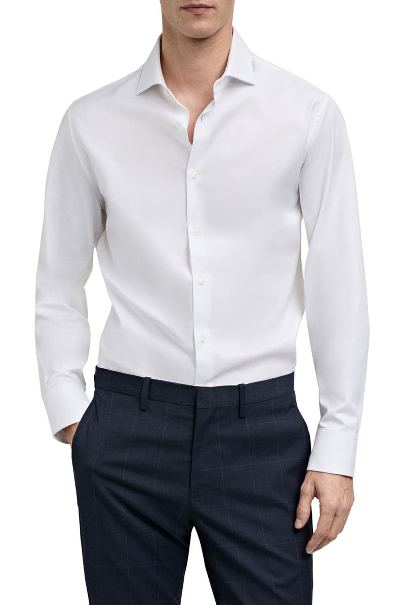 MANGO Slim Fit Cotton Suit Button-Up Shirt, Main, color, 