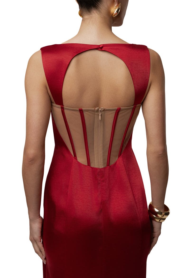 Amour Satin Maxi Dress, Alternate, color, Red