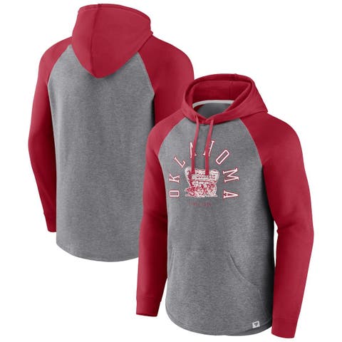 Men's Fanatics Branded Crimson/Heather Gray Oklahoma Sooners Wrap Up Raglan Pullover Hoodie