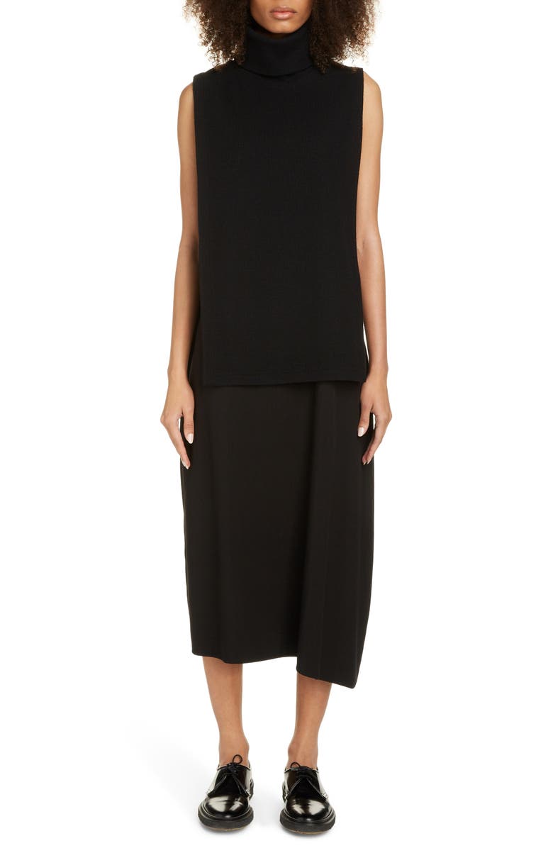 Y's by Yohji Yamamoto Midi Tank Dress with Removable Sleeveless Turtleneck, Main, color, 