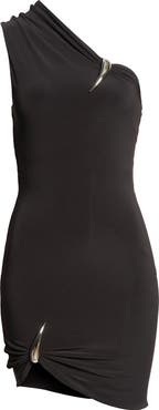 GRACE LING Claw One-Shoulder Jersey Minidress