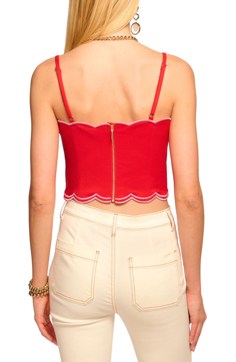 Ramy Brook Tilda Scallop Cotton Blend Crop Camisole, Alternate, color, Flame
