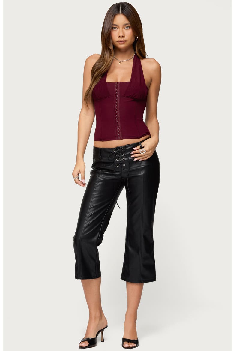 Rosalina Mesh Halter Corset Top, Alternate, color, BURGUNDY