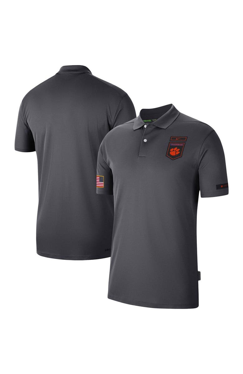 Nike Men's Nike Anthracite Clemson Tigers Victory Military Appreciation Performance Polo, Alternate, color, 