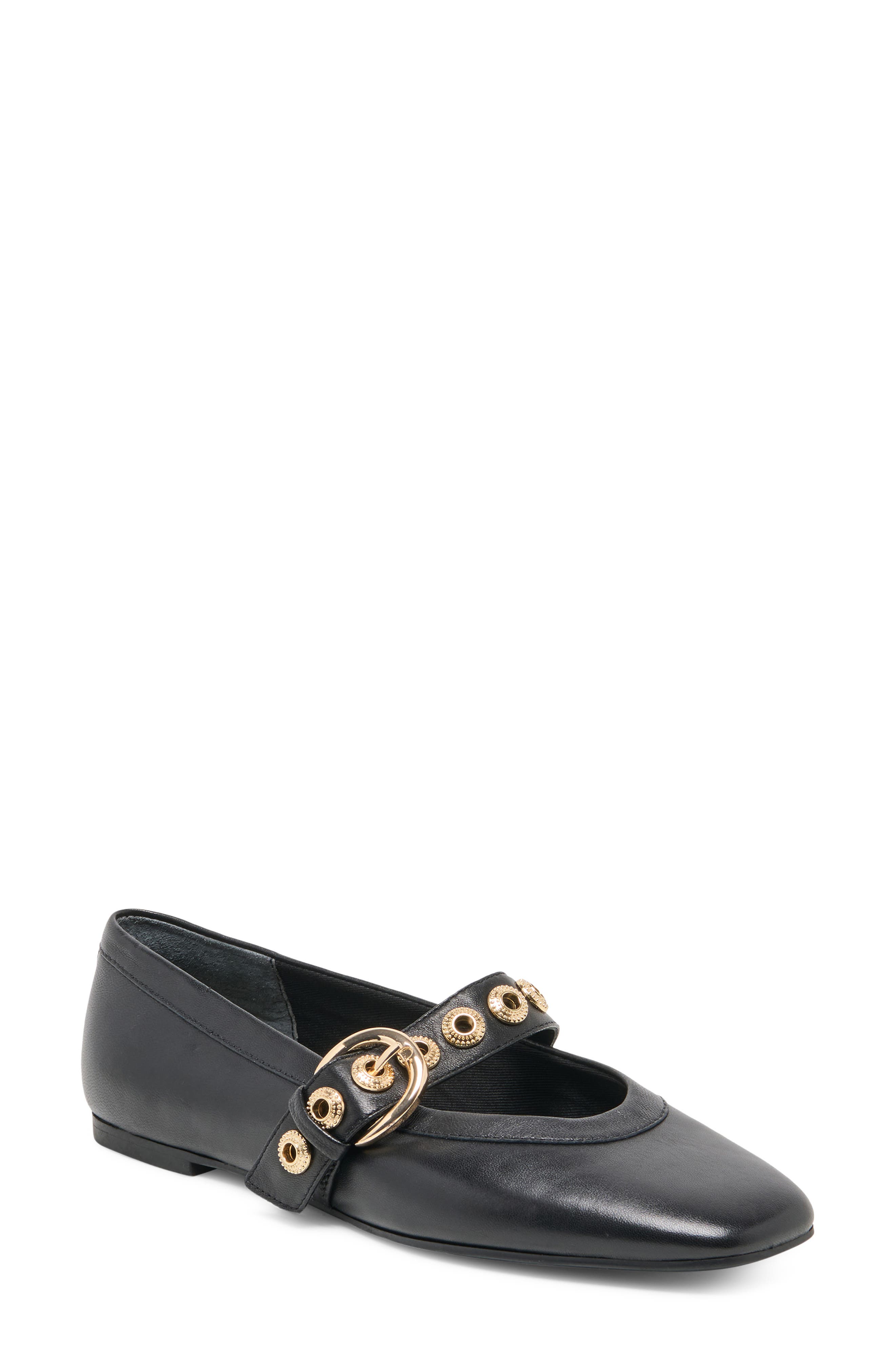 Dolce Vita Marten Mary Jane Ballet Flat, Main, color, Black Leather