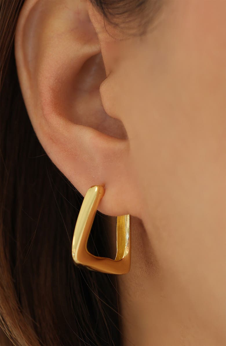 Argento Vivo Sterling Silver Triangular Hoop Earrings, Alternate, color, Gold