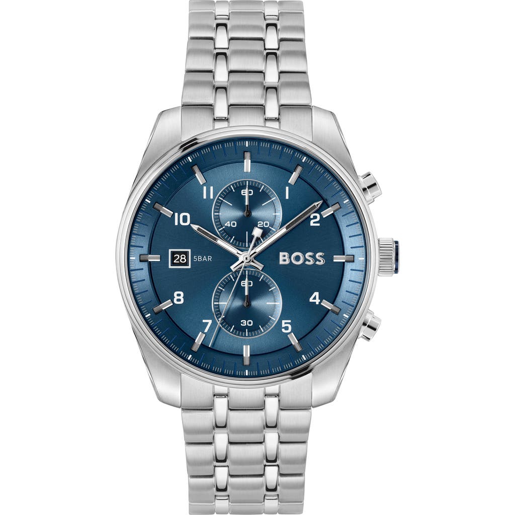 Hugo Boss Boss Skytraveller Chronograph Bracelet Watch, 44mm In Metallic