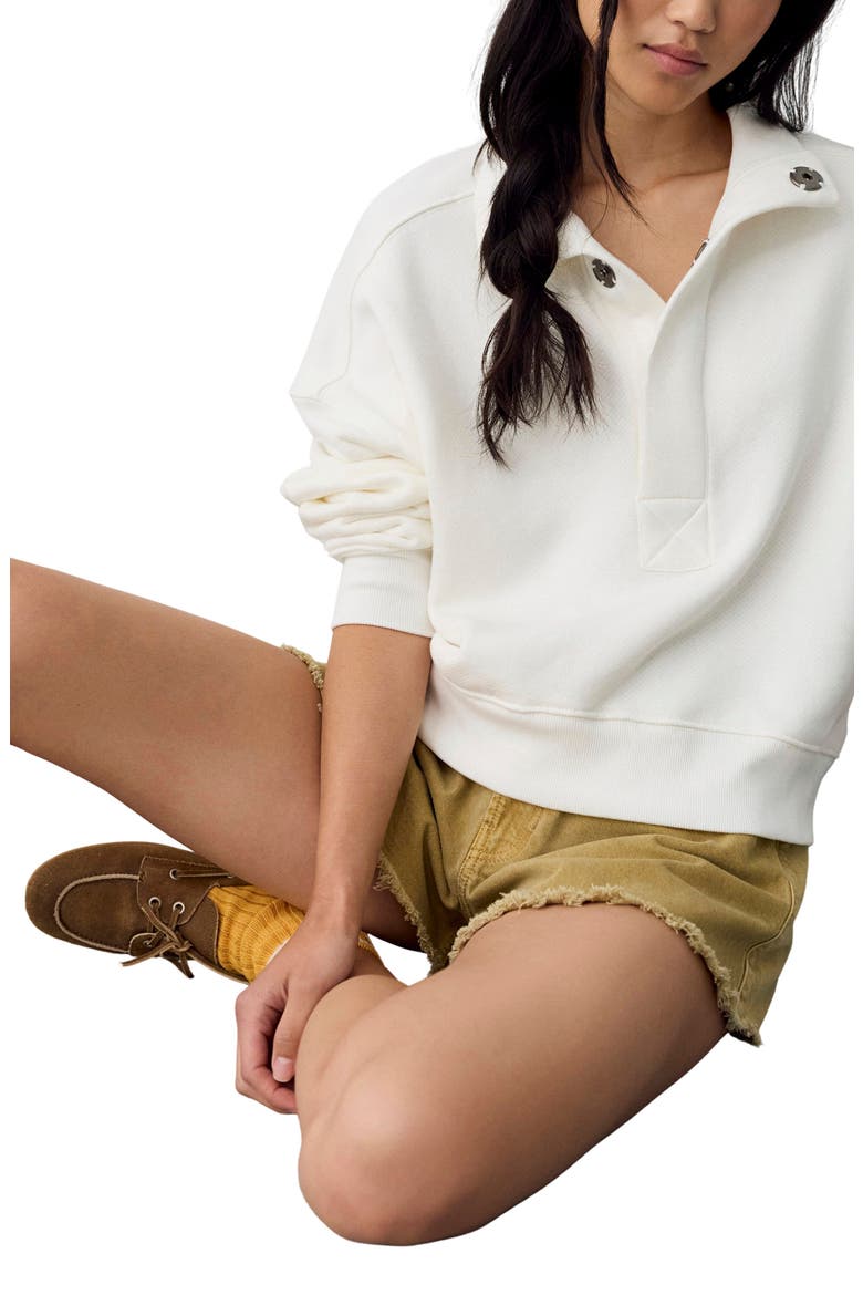 Timeless Snap Placket Pullover, Alternate, color, CLEAN IVORY