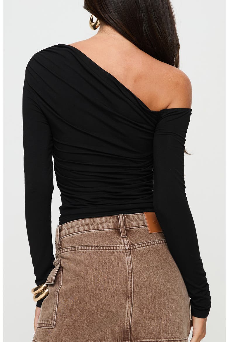Beller One-Shoulder Crop Top, Alternate, color, BLACK