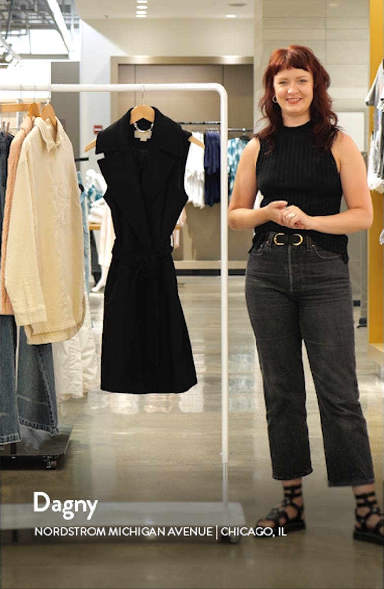 Sleeveless Belted Wool Blend Wrap Coat, sales video thumbnail