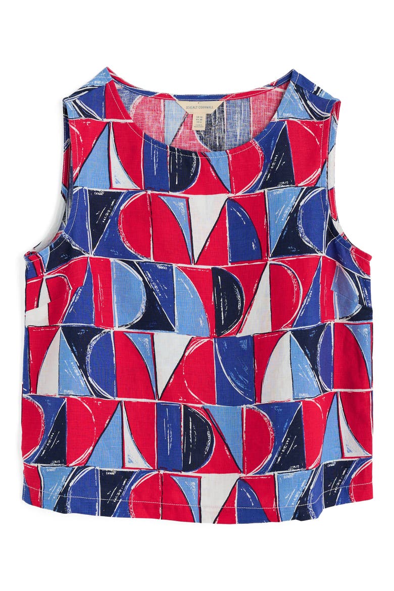 Colour Study Geo Print Linen Top, Alternate, color, SAIL GEO SCARLET