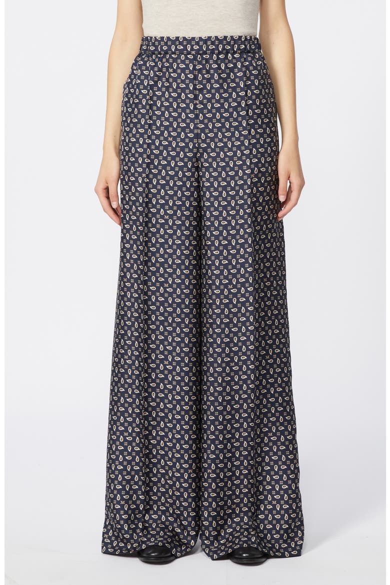 Paisley Monogram Silk Wide Leg Pants, Main, color, ULTRAMARINE