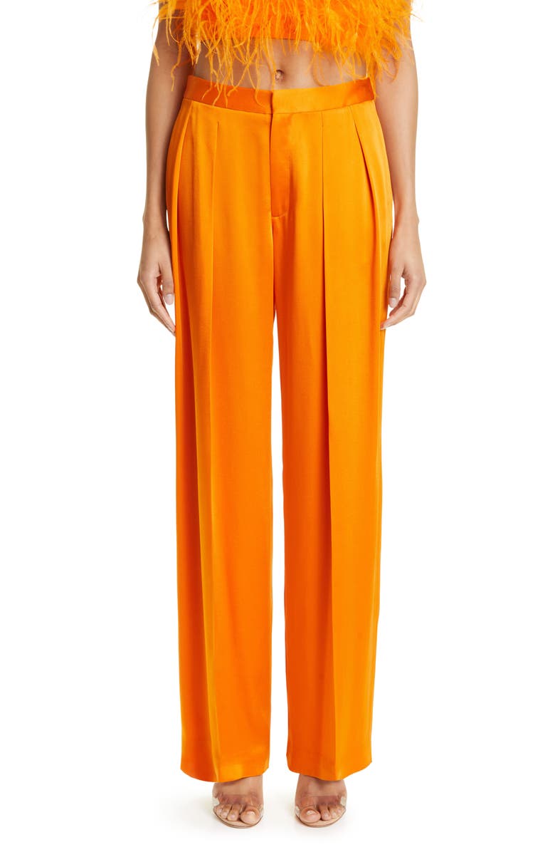 LAPOINTE Pleated Double Face Satin Pants, Main, color, 