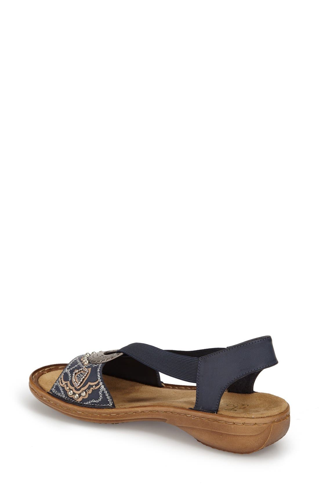 'Regina' Sandal, Alternate, color, BLUE LEATHER