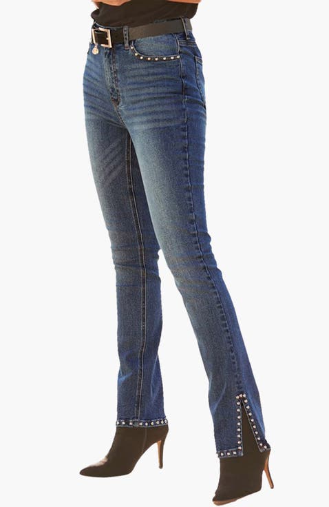 Women's Embellished Split Hem Jeans