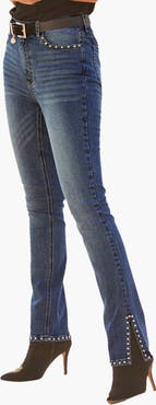 LASCANA Women's Embellished Split Hem Jeans