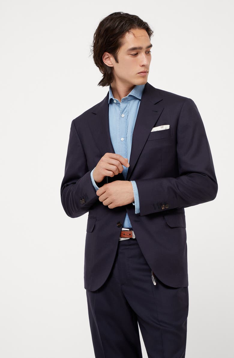 Brunello Cucinelli Cashmere blazer, Alternate, color, Navy Blue