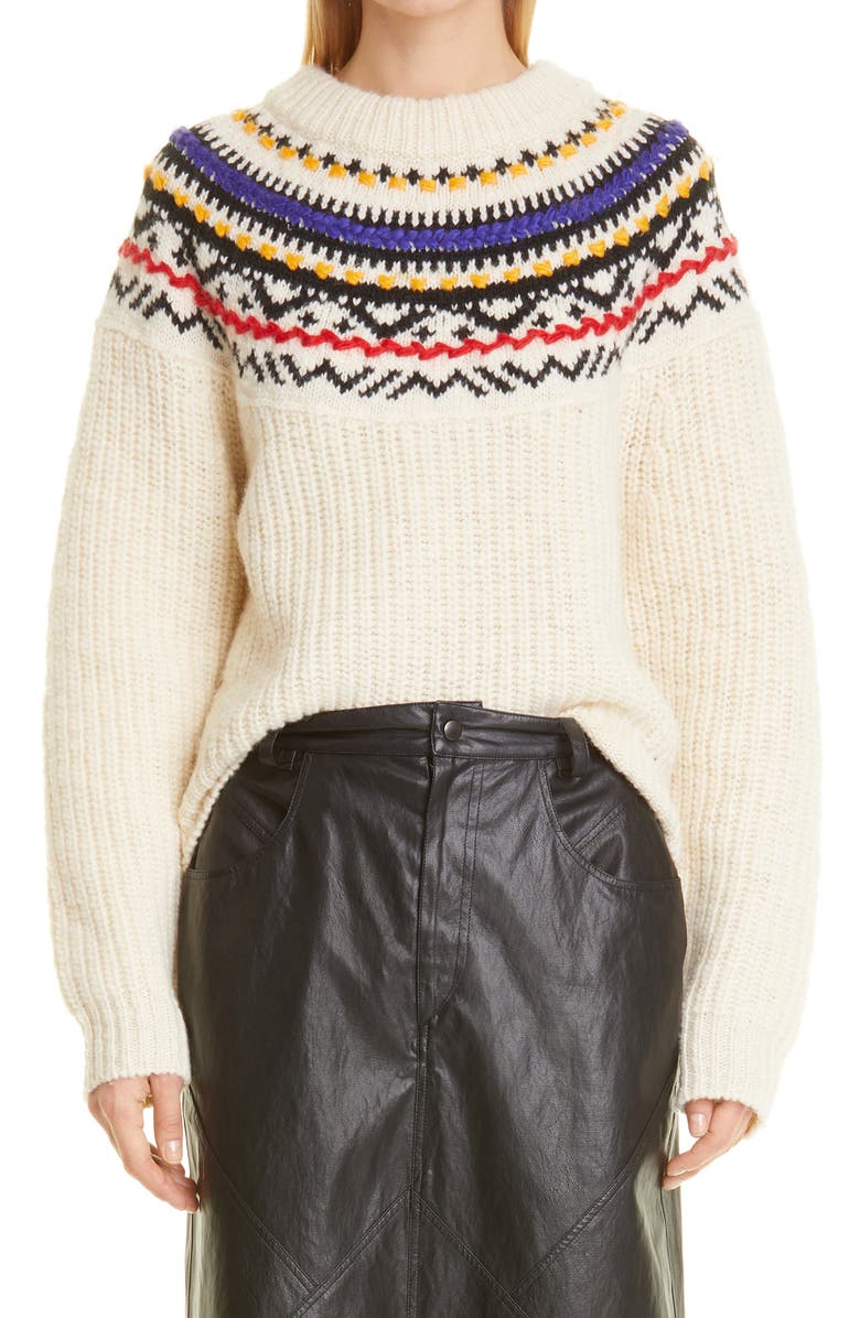 Isabel Marant Étoile Gil Fair Isle Wool Blend Sweater, Main, color,