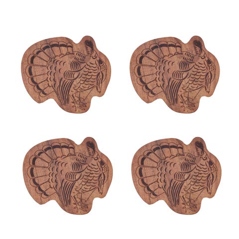Thanksgiving Turkey Wood Coasters Set of 4